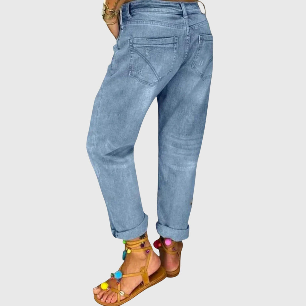 Blue Straight-Leg Denim Jeans
