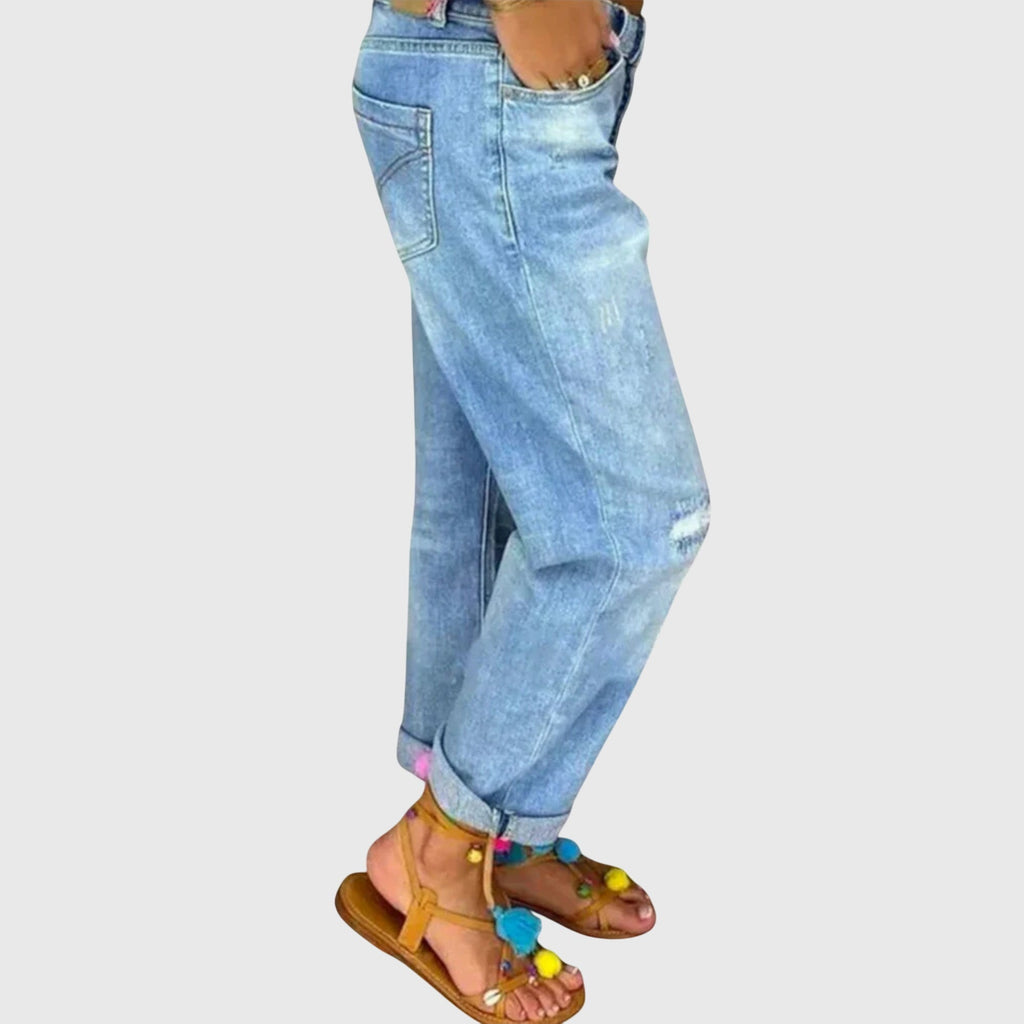 Blue Straight-Leg Denim Jeans
