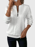 Zip-Neck Knit Pullover Sweater