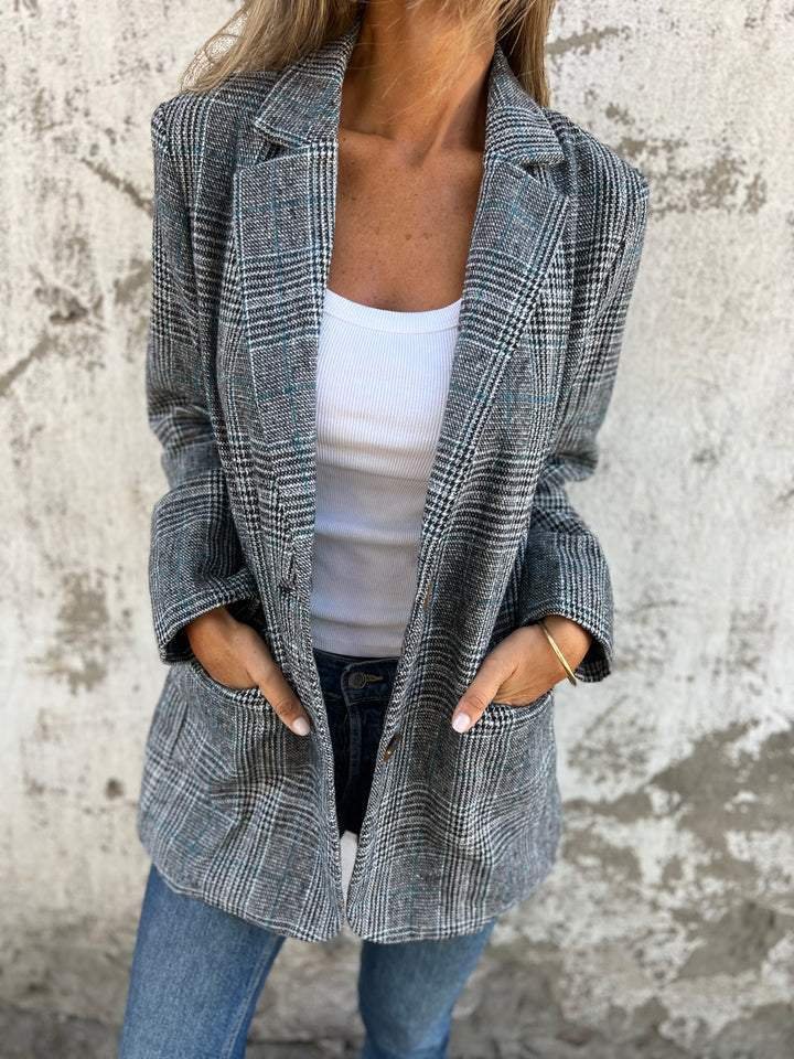 Paige | Checked Brushed Blazer, Relaxed Notch-Lapel Jacket