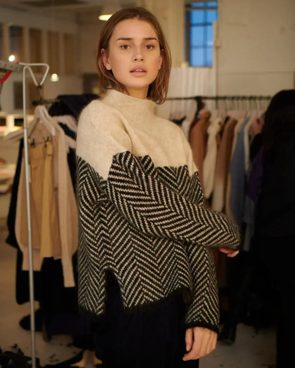 Chunky Turtleneck Knit Sweater