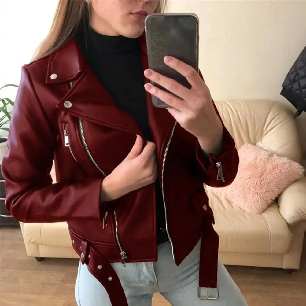 Faux-Leather Collared Jacket
