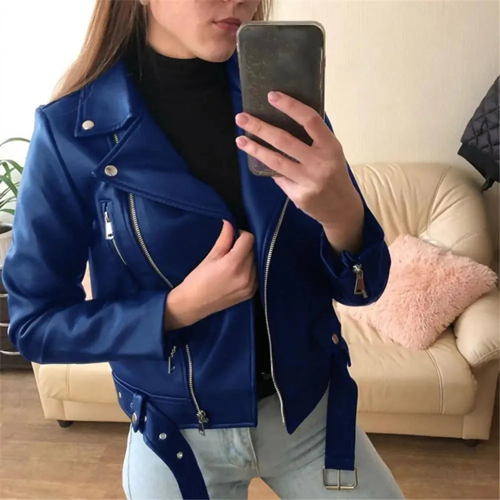 Faux-Leather Collared Jacket