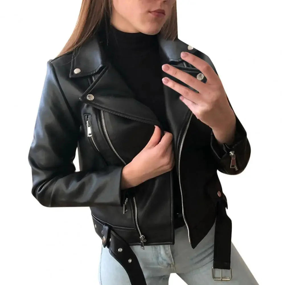 Faux-Leather Collared Jacket