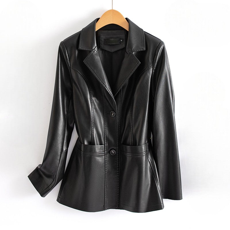 Faux-Leather Zip Moto Jacket