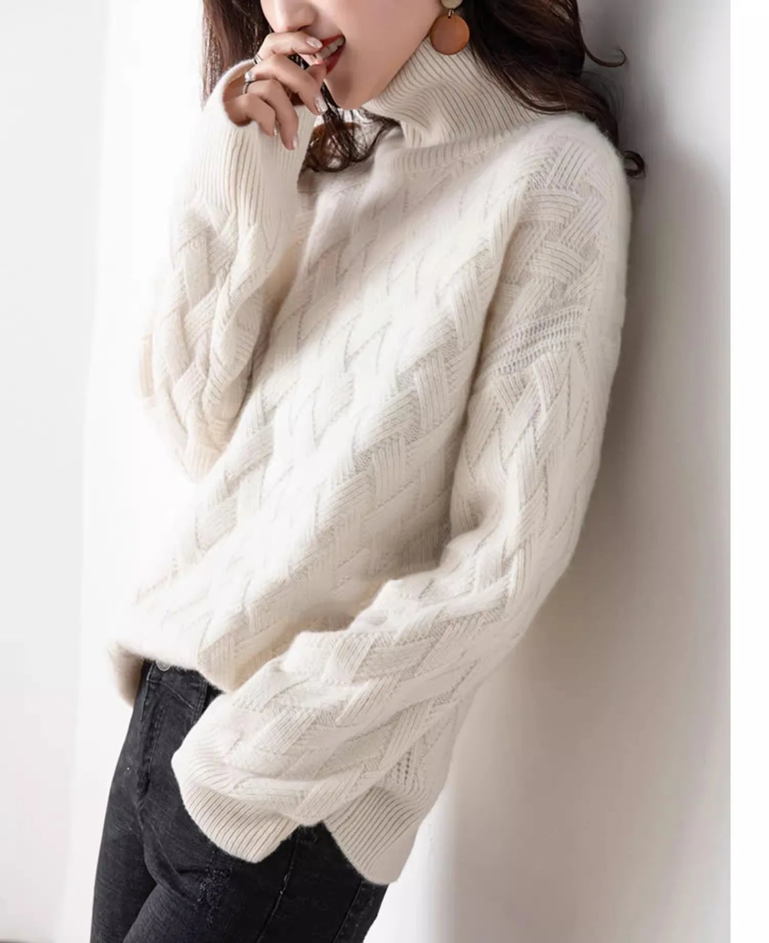 Cable Knit Turtleneck Sweater