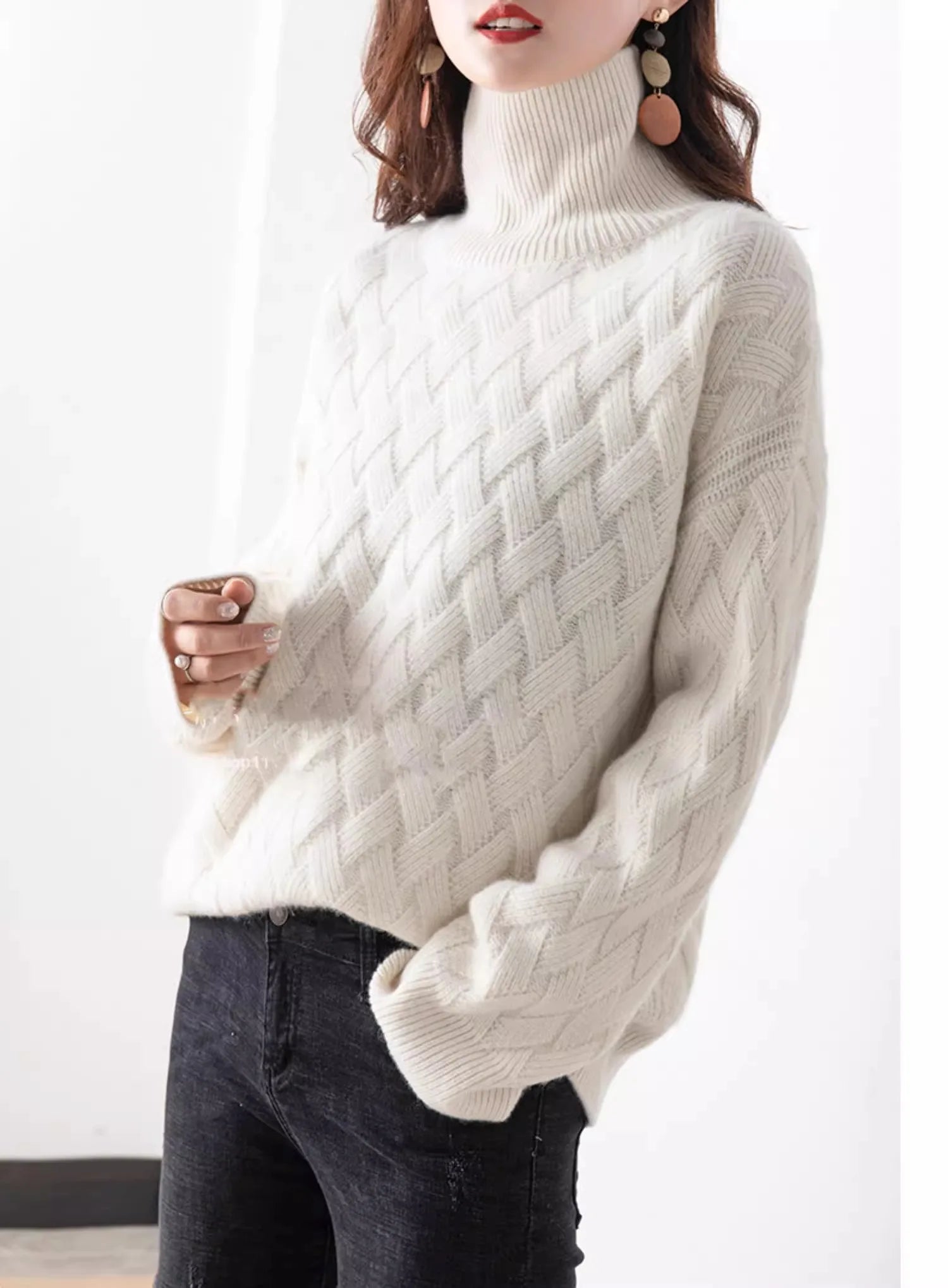 Cable Knit Turtleneck Sweater