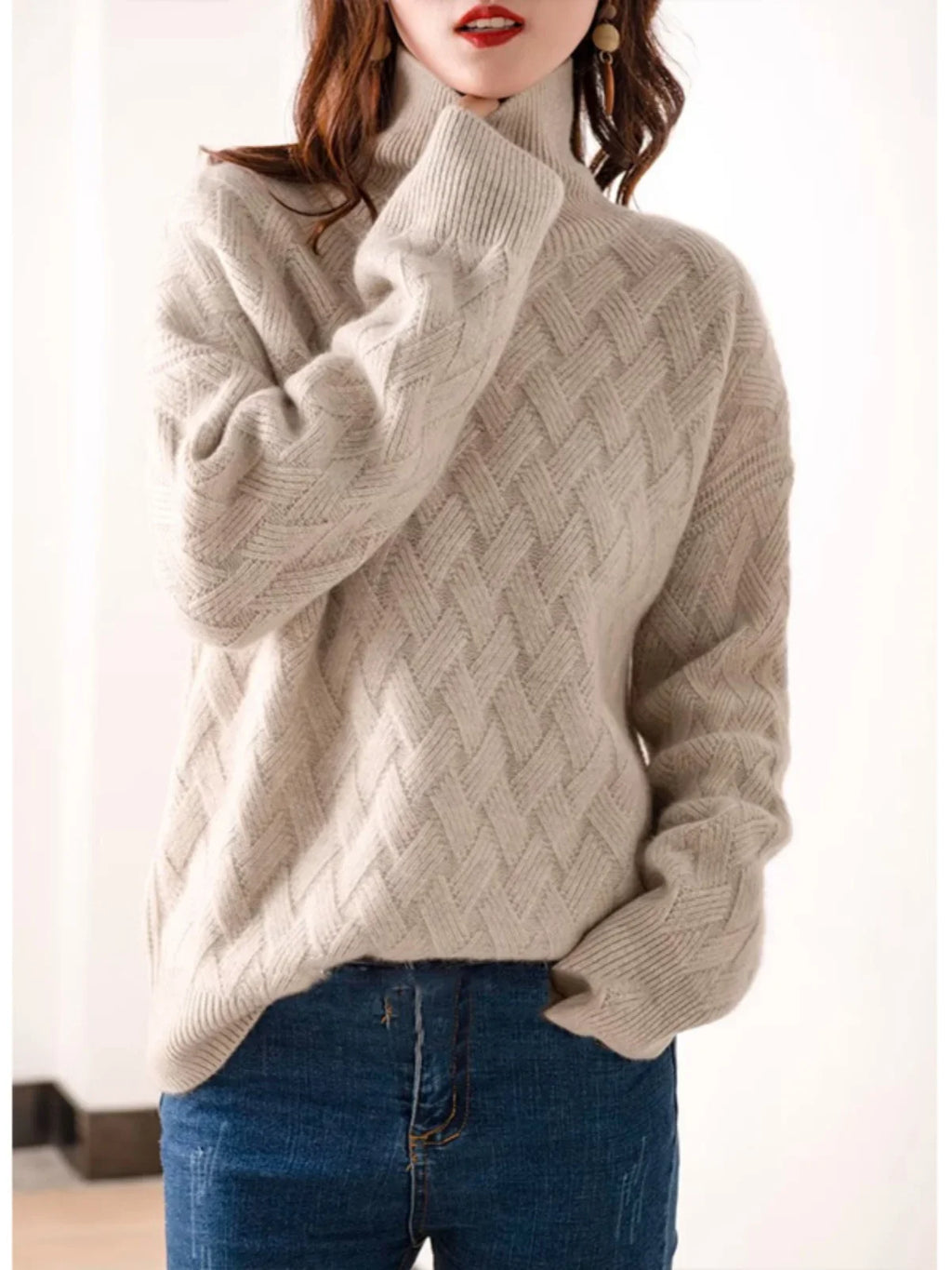 Cable Knit Turtleneck Sweater