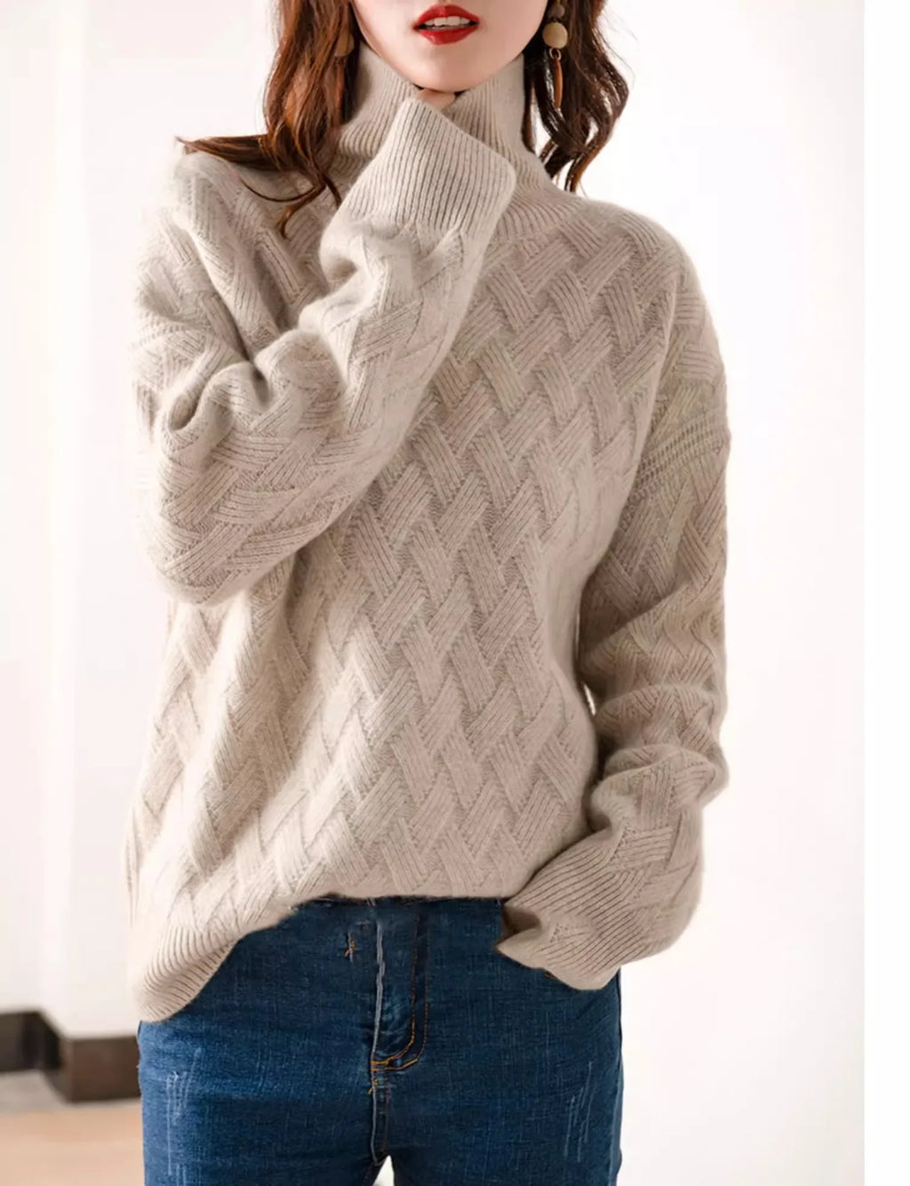 Cable Knit Turtleneck Sweater