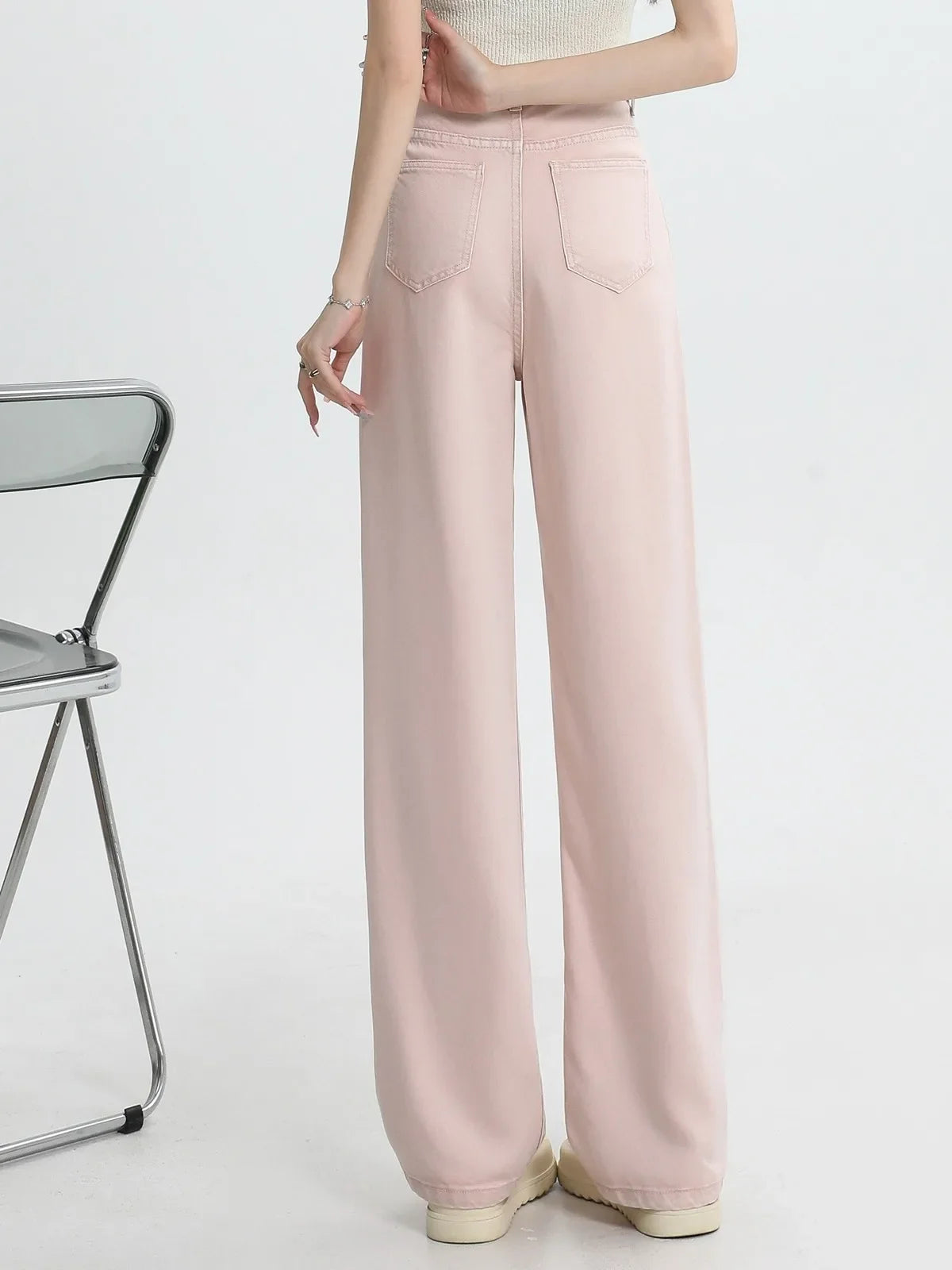 Pink Straight-Leg Denim Jeans