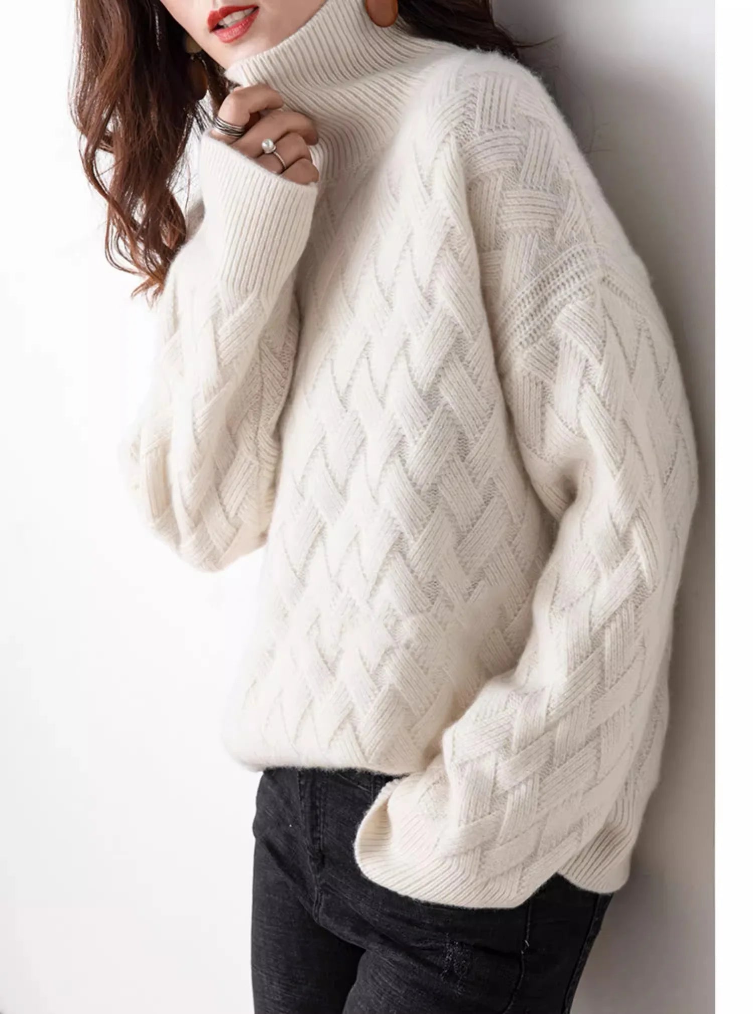 Cable Knit Turtleneck Sweater