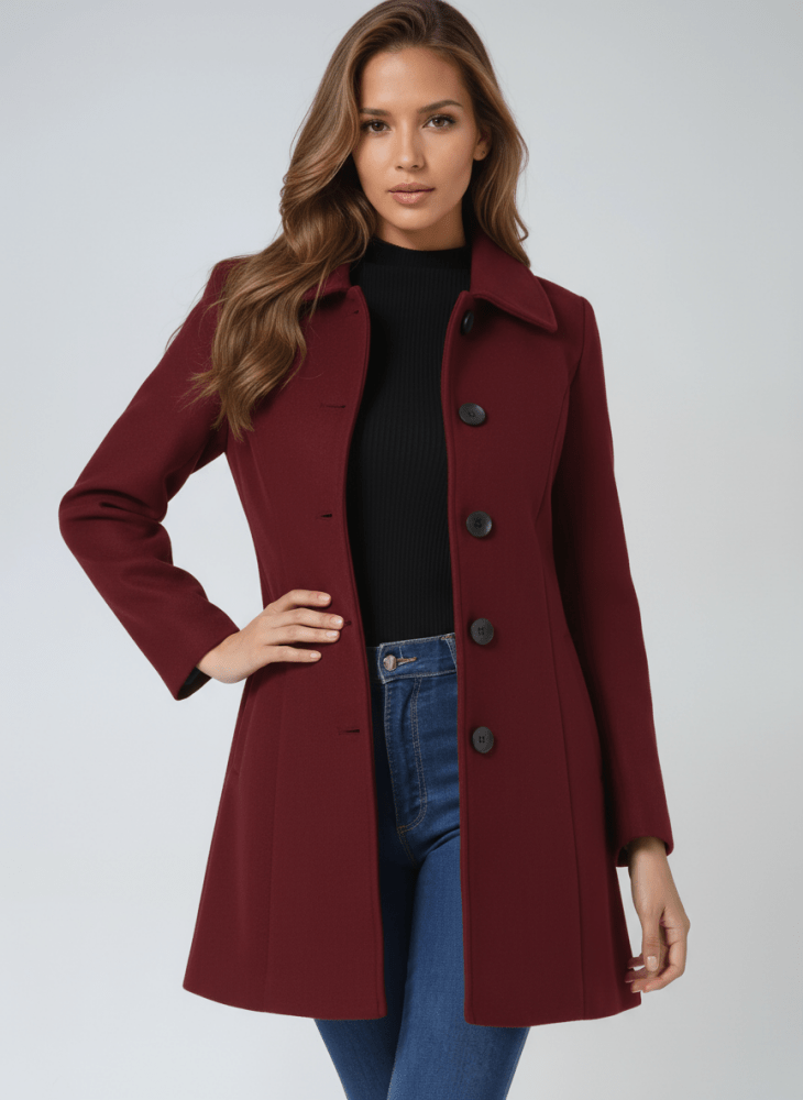 Single-Button Wool-Blend Coat