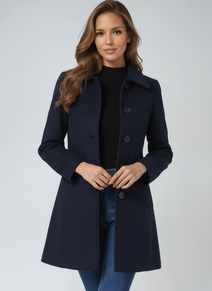 Single-Button Wool-Blend Coat