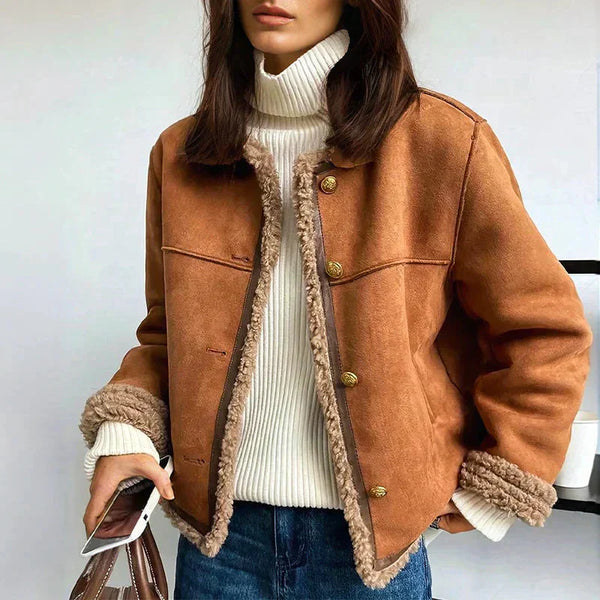 Bea | Brown Faux-Leather Biker Moto Jacket