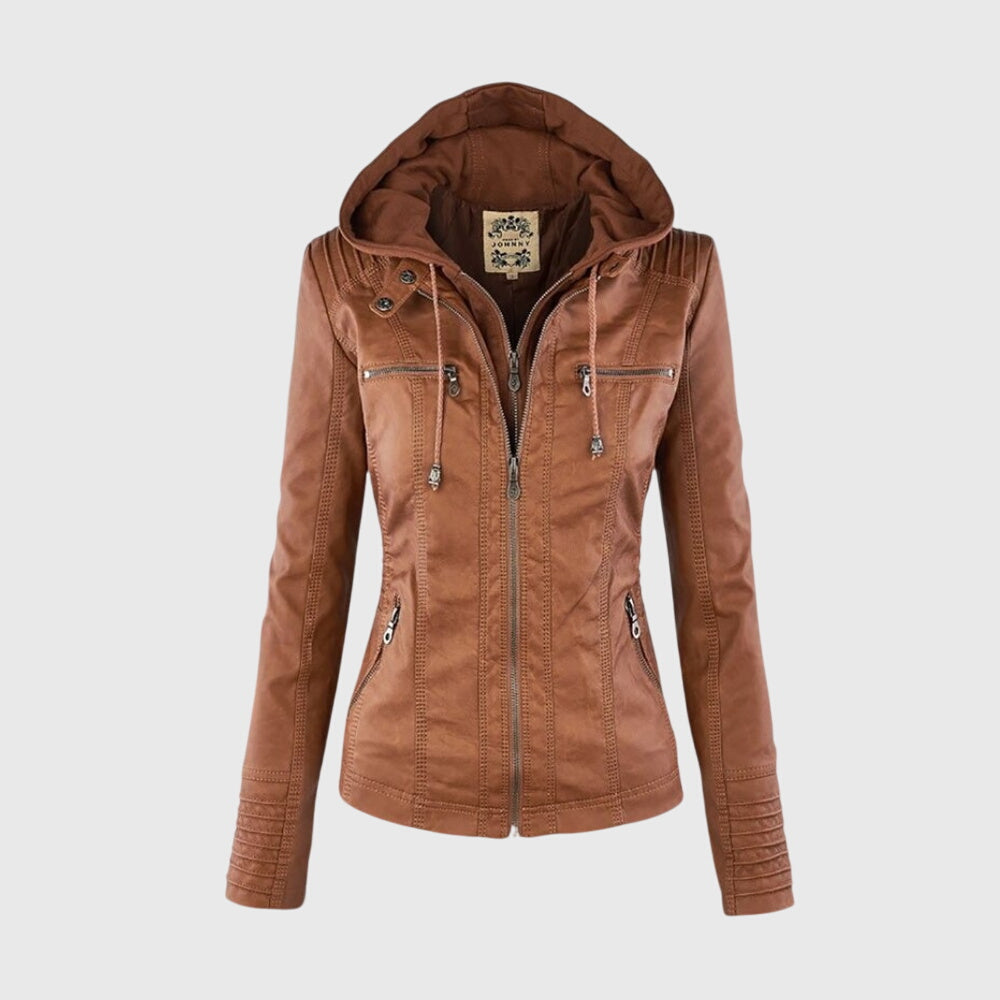 Hooded Faux-Leather Jacket