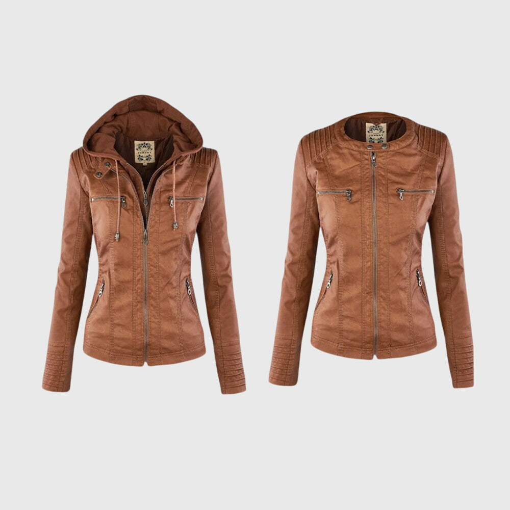 Hooded Faux-Leather Jacket