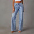 Blue High-Waist Wide-Leg Jeans