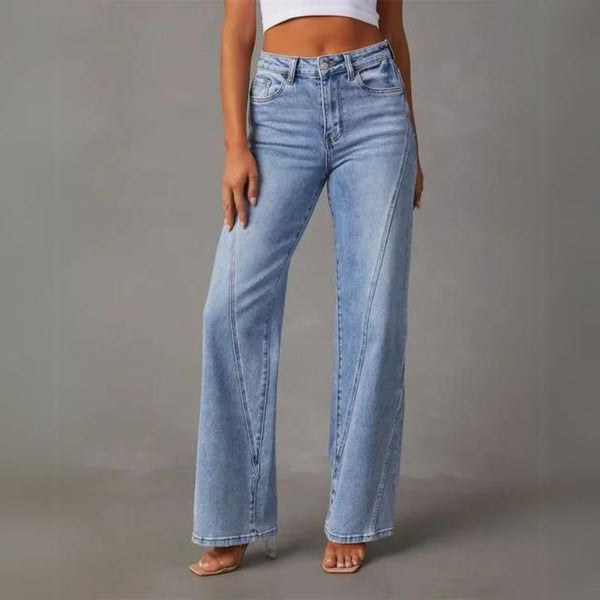 Elsie | Blue High-Waist Wide-Leg Denim Jeans