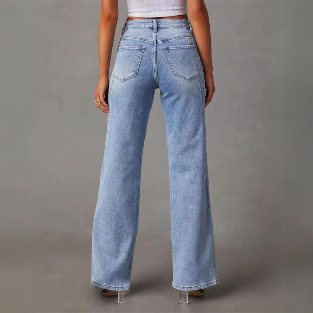 Blue High-Waist Wide-Leg Jeans