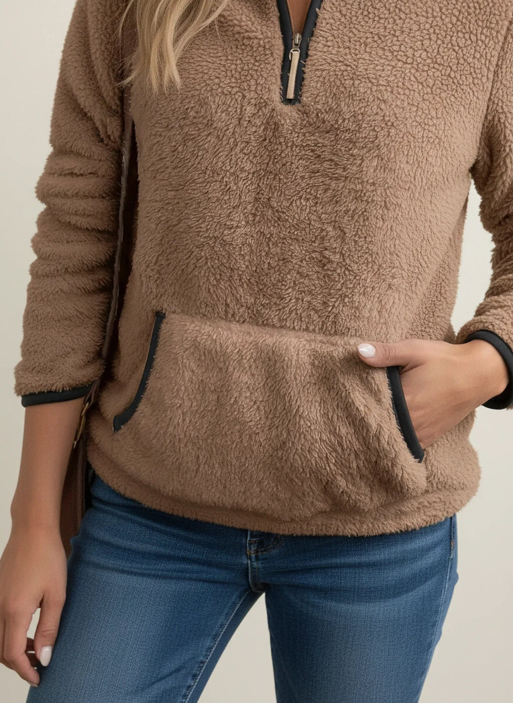 Half-Zip Teddy Knit Sweater