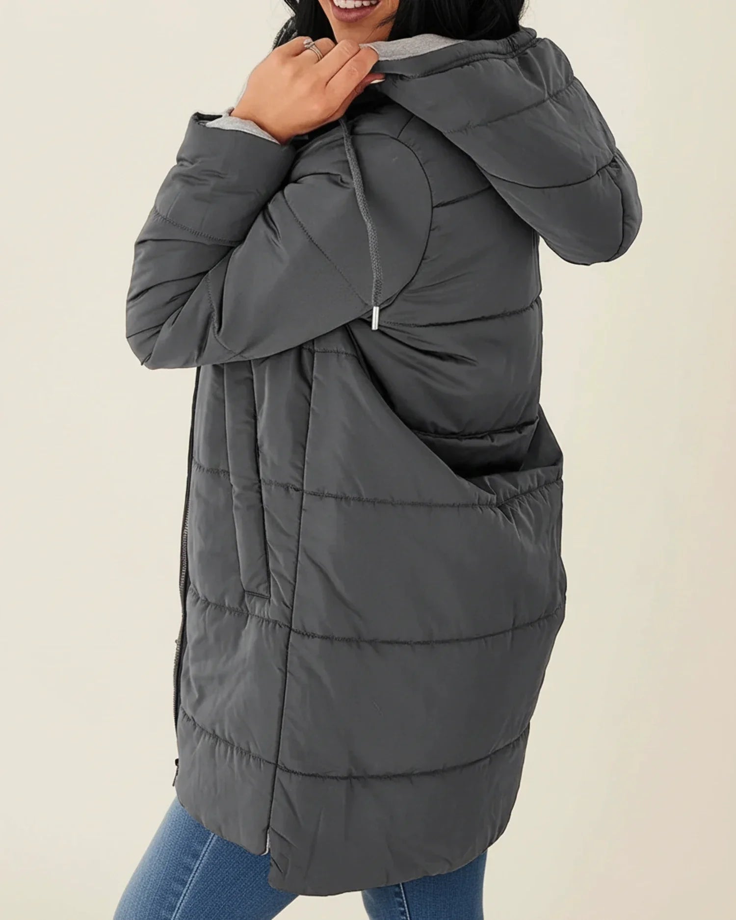 Longline Hooded Quilted Puffer Coat